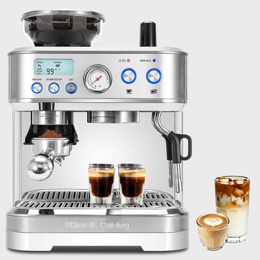 Stainless Steel Espresso Machine with Grinder