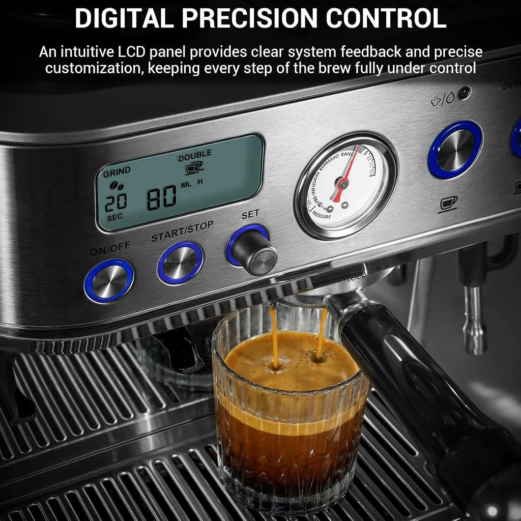 Stainless Steel Espresso Machine with Grinder
