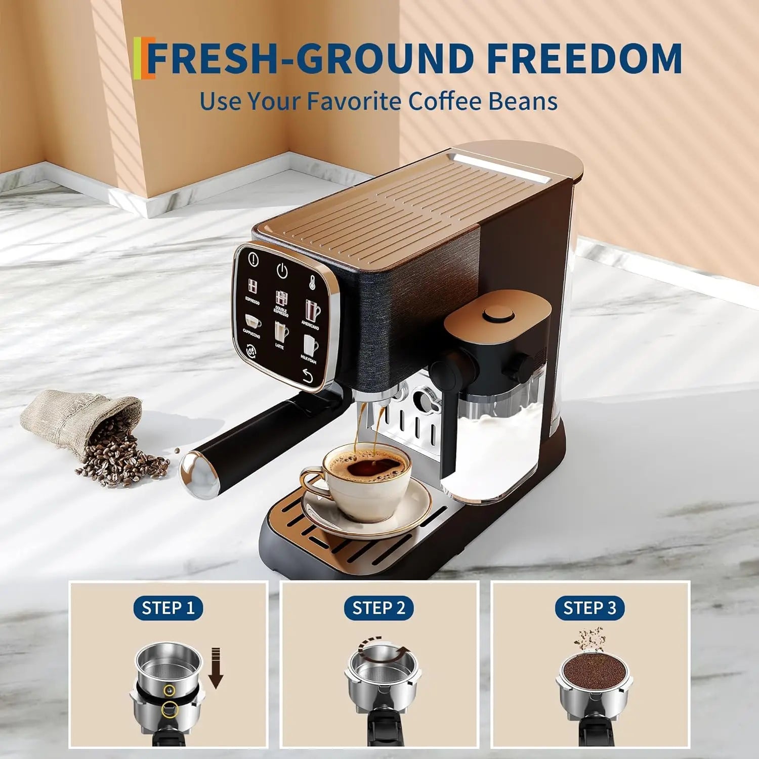 Professional Coffee Maker with Auto Milk Frother