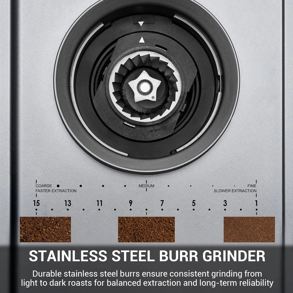 Stainless Steel Espresso Machine with Grinder